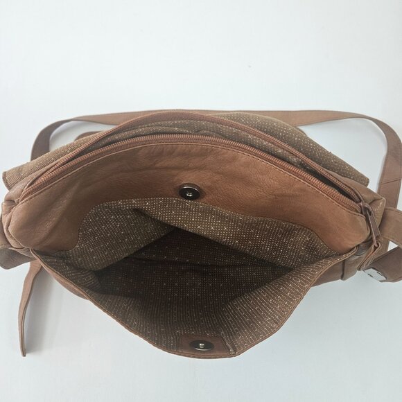 Kenneth Cole Leather Crossbody Bag Brown 12 X 10 inches - Picture 6 of 13